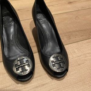 Tory Burch Sally Peep Toe with Silver